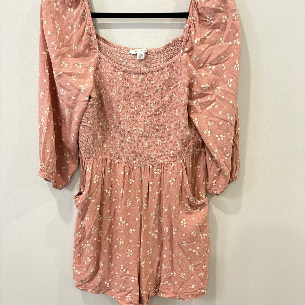 American Eagle Outfitters Pink Textured Romper